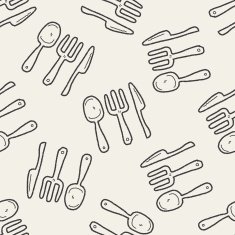 dishware doodle seamless pattern background N3
