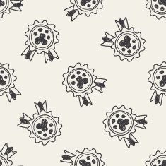 pet medal doodle seamless pattern background N2