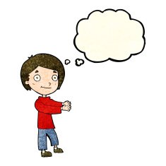 cartoon happy boy with thought bubble N61