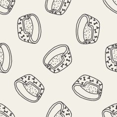 doodle dog bed seamless pattern background N3