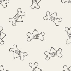 doodle dog bone banner seamless pattern background