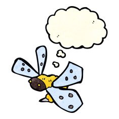 cartoon bee with thought bubble N7