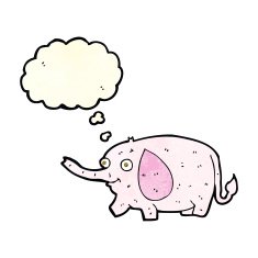 cartoon funny little elephant with thought bubble N2