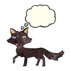 cartoon little wolf with thought bubble N4