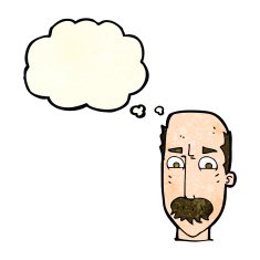 cartoon annnoyed old man with thought bubble N4