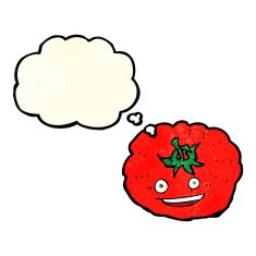 cartoon tomato with thought bubble N14