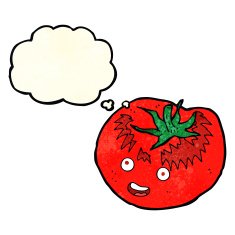 cartoon tomato with thought bubble N15