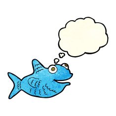 cartoon happy fish with thought bubble N7