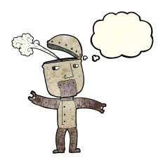 cartoon funny robot with thought bubble N22