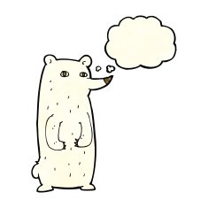 funny cartoon polar bear with thought bubble N7