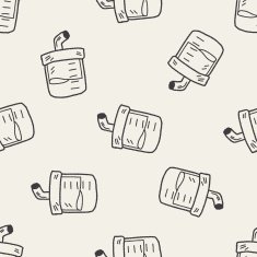 doodle pet drink water bottle seamless pattern background N2