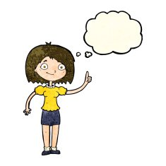 cartoon woman with idea thought bubble N66