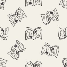 newspaper doodle drawing seamless pattern background N4