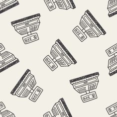 Checkout Machine Doodle seamless pattern background