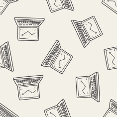 Doodle Notebook computers seamless pattern background N2
