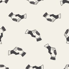 doodle handshake seamless pattern background