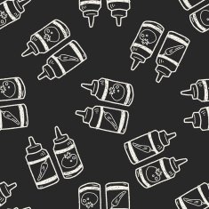 ketchup doodle seamless pattern background N3
