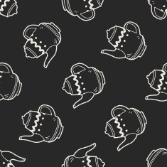 Teapot doodle drawing seamless pattern background N3