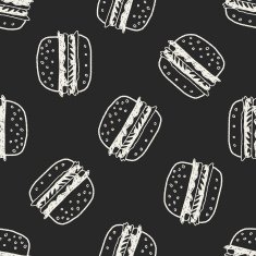 Doodle Hamburger seamless pattern background N2