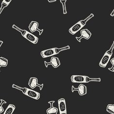 wine bottle doodle seamless pattern background N4