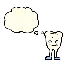 cartoon happy tooth with thought bubble N9