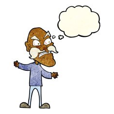 cartoon angry old man with thought bubble N41