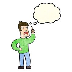 cartoon man with complaint thought bubble N3