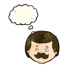 cartoon man with mustache thought bubble N26