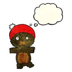cartoon cute black bear with thought bubble N19