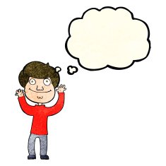 cartoon happy boy with thought bubble N63