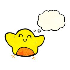 cartoon bird with thought bubble N79