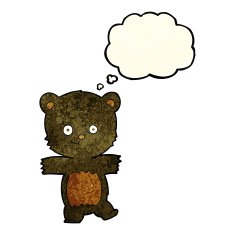 cartoon cute black bear with thought bubble N20