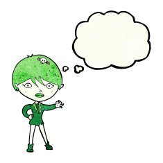 cartoon vampire girl with thought bubble N65
