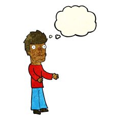 cartoon confused man with thought bubble N13