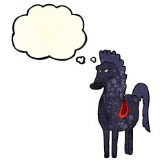 cartoon horse with thought bubble N10