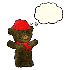 cartoon cute black bear with thought bubble N21