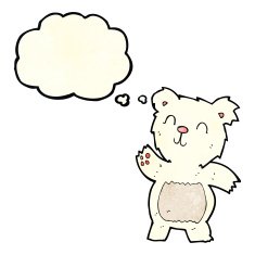 cartoon polar bear with thought bubble N19