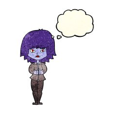 cartoon vampire woman with thought bubble N4