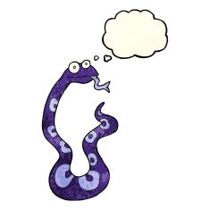 cartoon snake with thought bubble N14