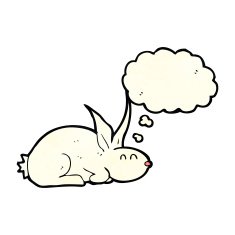 cartoon rabbit with thought bubble N26