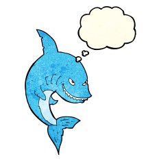 funny cartoon shark with thought bubble N10