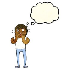 cartoon gasping man with thought bubble N3