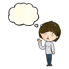 cartoon worried woman with thought bubble N24