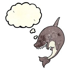 cartoon shark with thought bubble N11