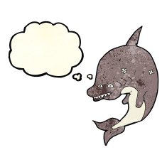 cartoon shark with thought bubble N12