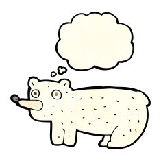 funny cartoon polar bear with thought bubble N8