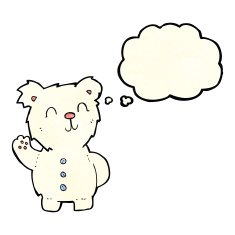 cartoon polar bear with thought bubble N20