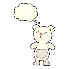 cartoon teddy polar bear with thought bubble N3