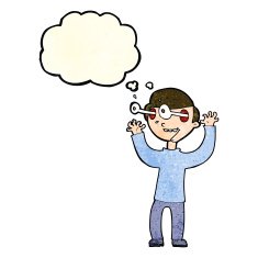 cartoon man with popping out eyes thought bubble N10