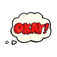 cartoon okay sign with thought bubble N2